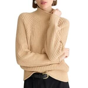 J. Crew S Relaxed Rollneck Sweater Tan Camel Womens BE159 Quiet Luxury